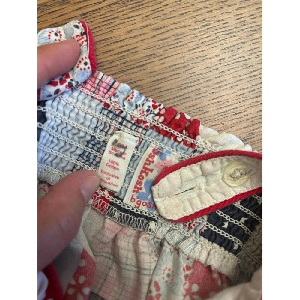 OshKosh B'gosh 18M Red White & Blue Patchwork Quilt Dress + Diaper Cover